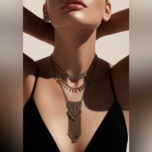 Boho Tribal 3-Tier Tassel Necklace - 32” Layered Statement!